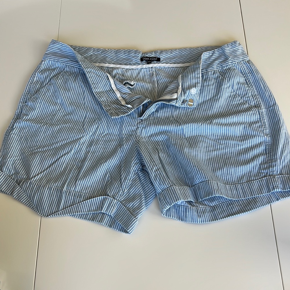 Dear John Size 32 Blue and White Striped Shorts